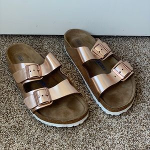 Rose Gold Metallic Copper Birkenstock Sandals